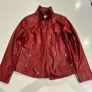 Red Faux Leather Jacket